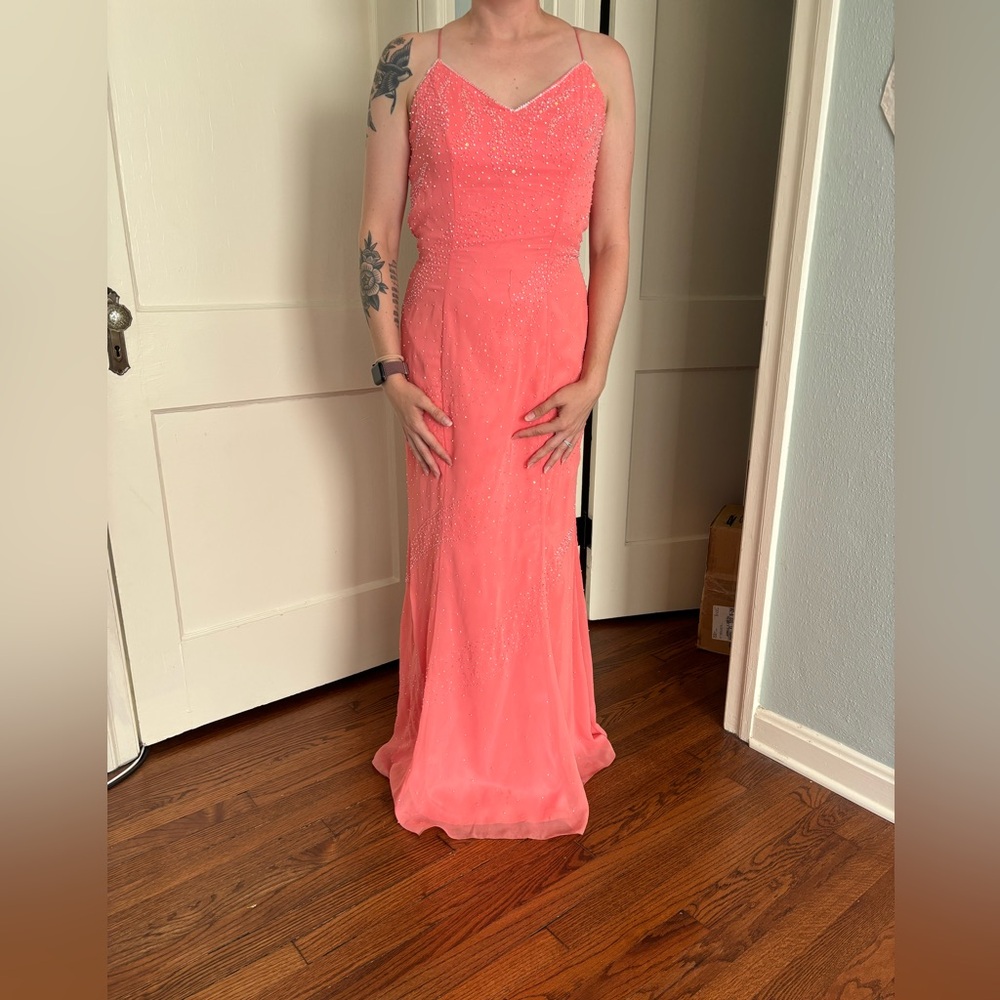 Vintage 2003 Peach Prom Dress size 8 - Picture 3 of 4